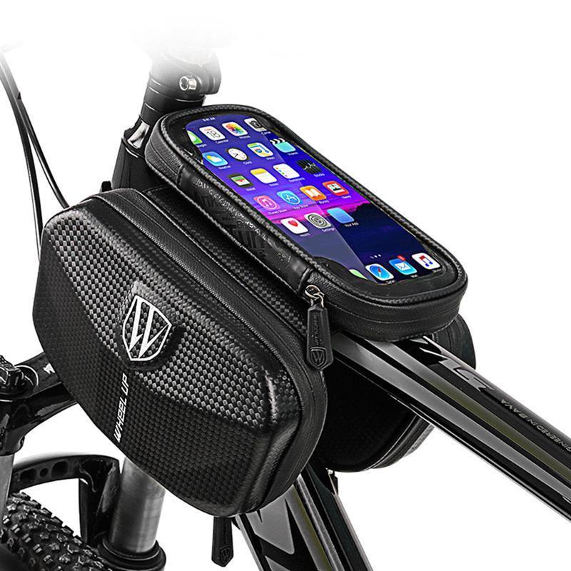 Sacoche étanche Pour Guidon Vélo - Support Smartphone 4,7-7 Pouces - Housse De Pluie Incluse - EVA Noir